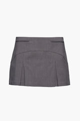 Gray pleated mini skirt on a white background