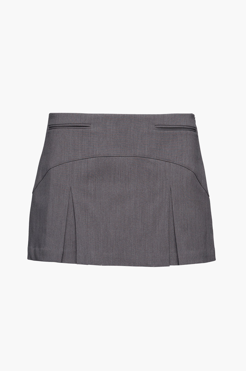 Gray pleated mini skirt on a white background