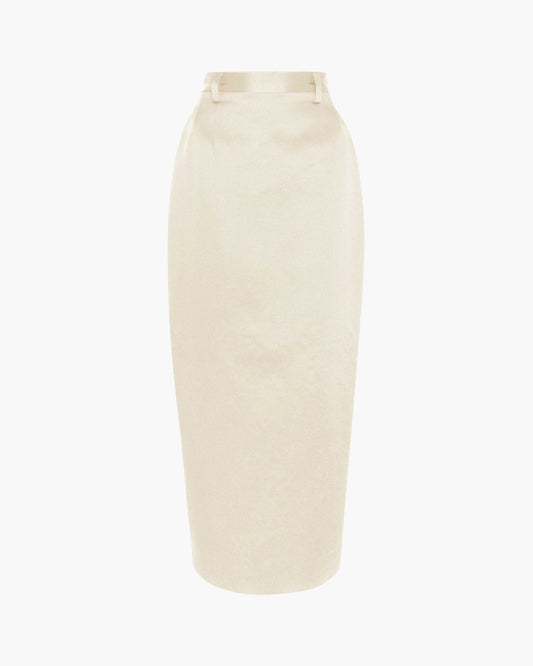 Custard pencil skirt on a white background
