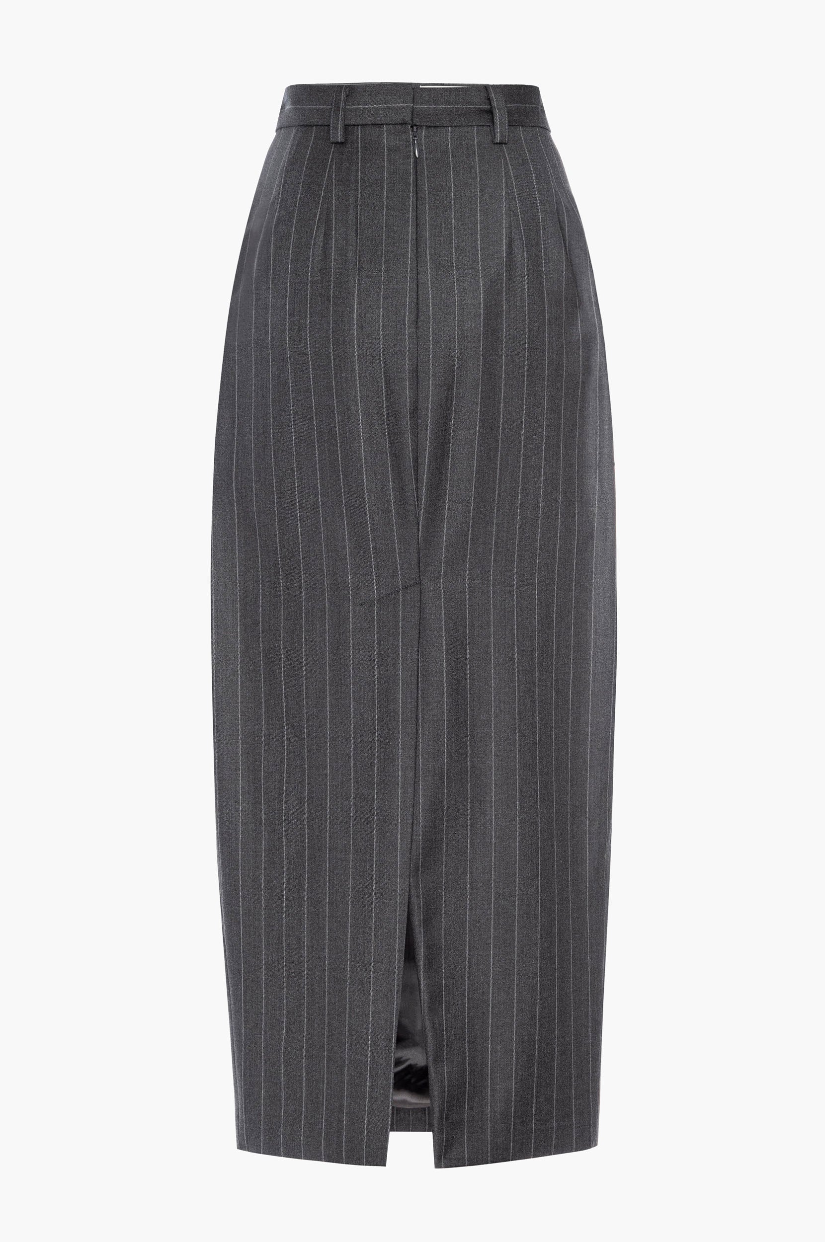 Rosie Pencil Skirt – Gray Pinstripe Wool | Mimchik – MIMCHIK