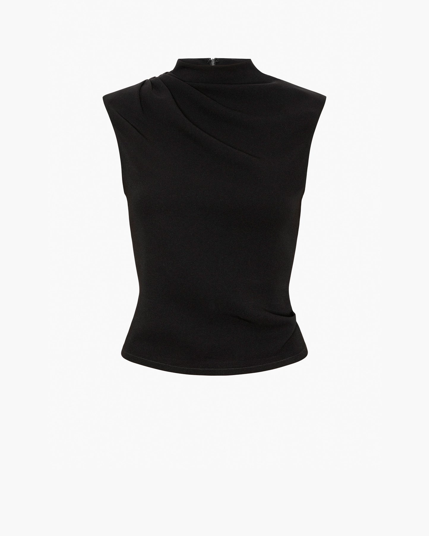 Black sleeveless top on a white background