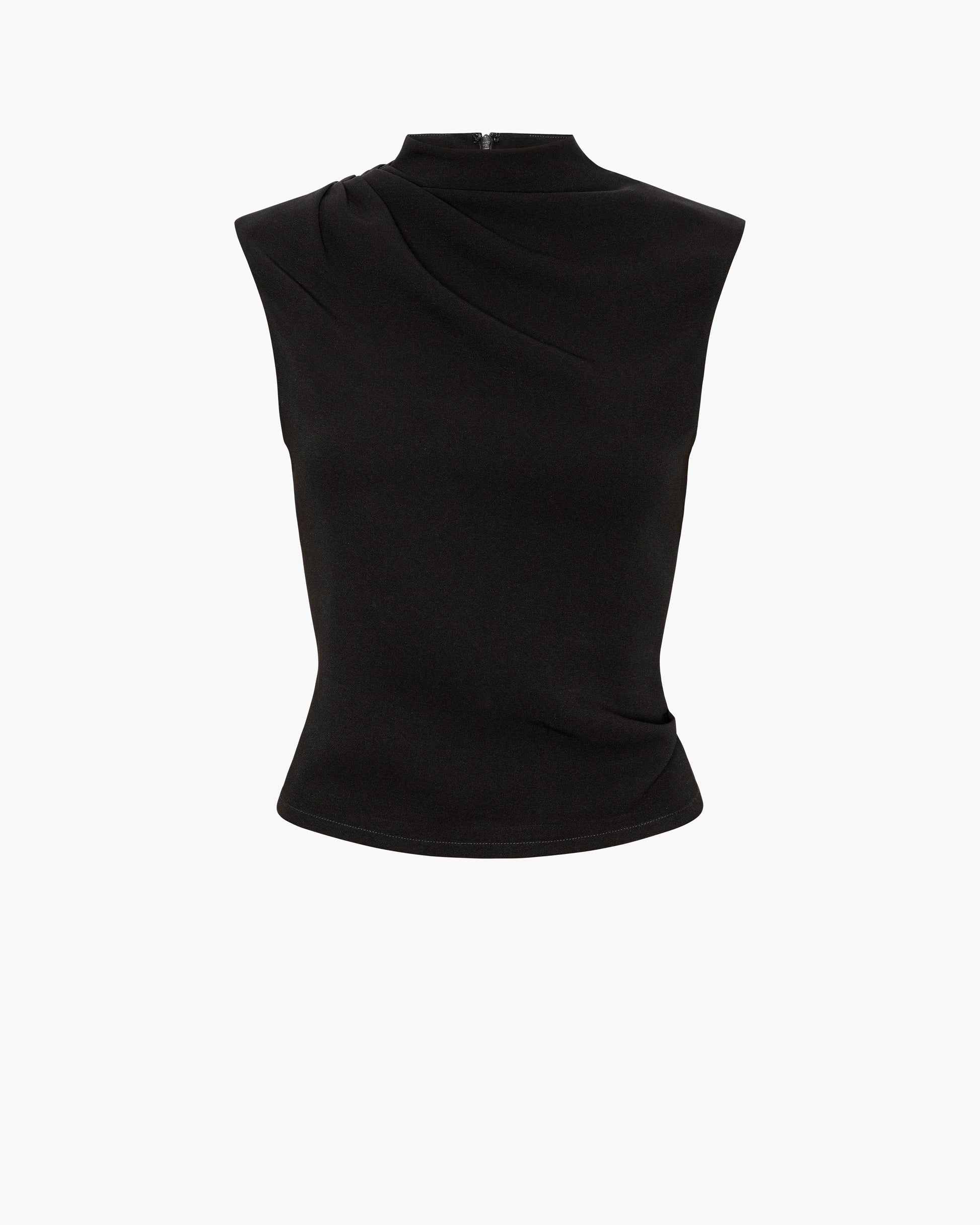 Black sleeveless top on a white background