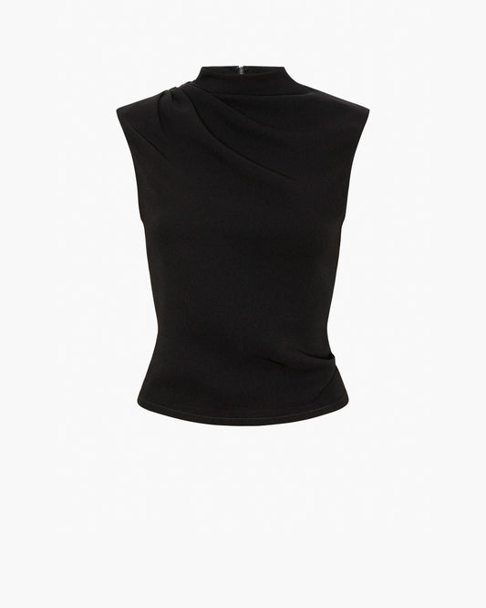 Black sleeveless top on a white background