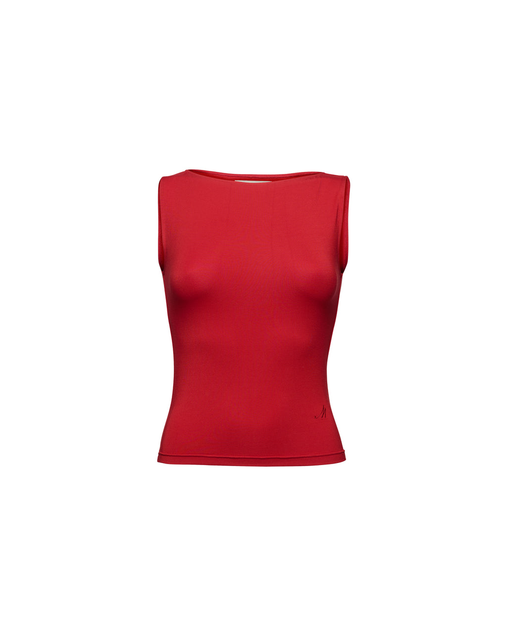 Black Cotton Boatneck Sleeveless Top | Tops