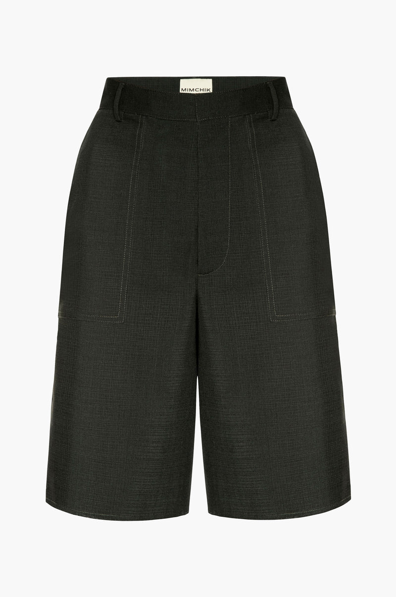 Dark green shorts on a white background