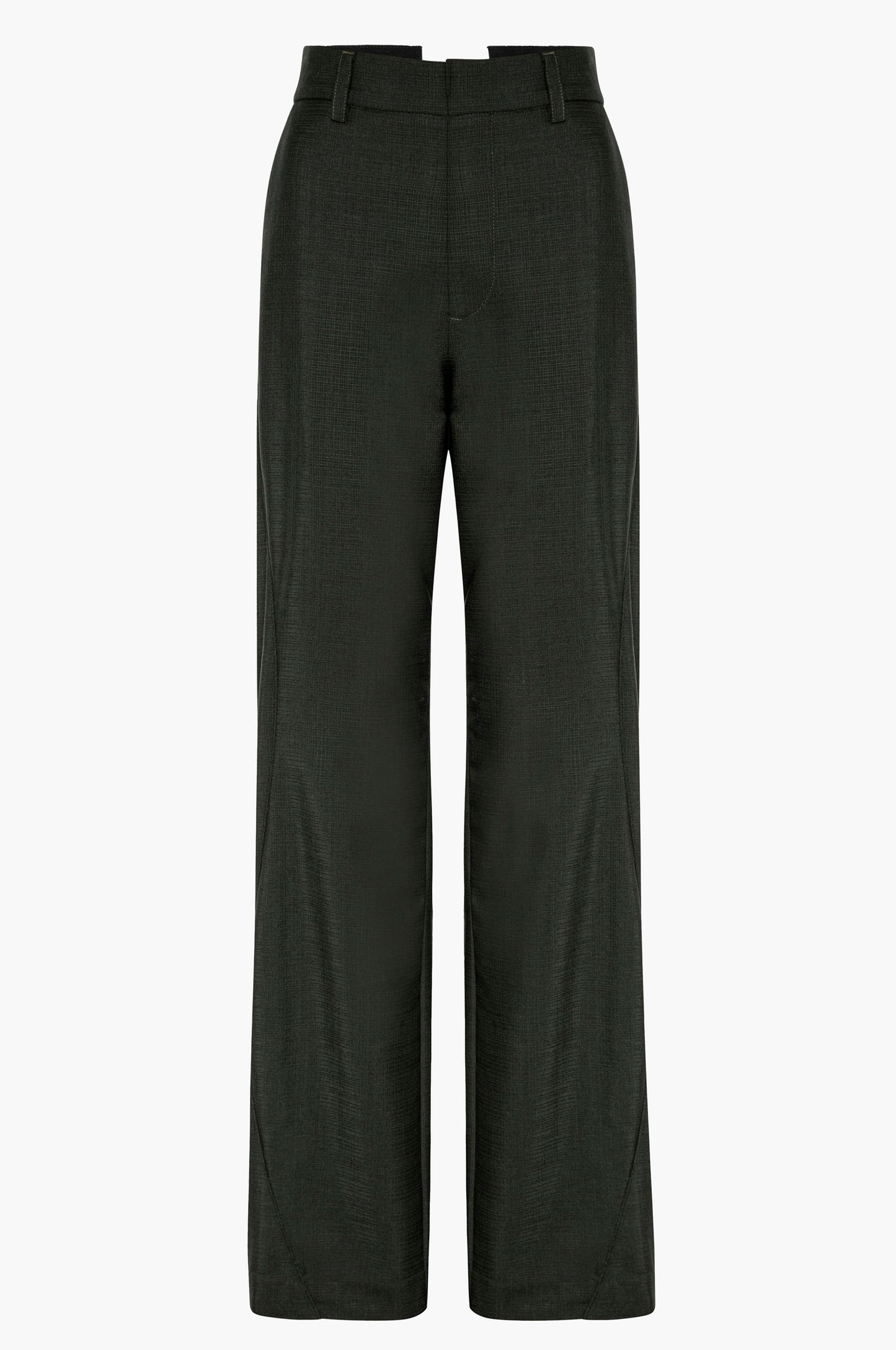 Dark green mohair pants on a white background