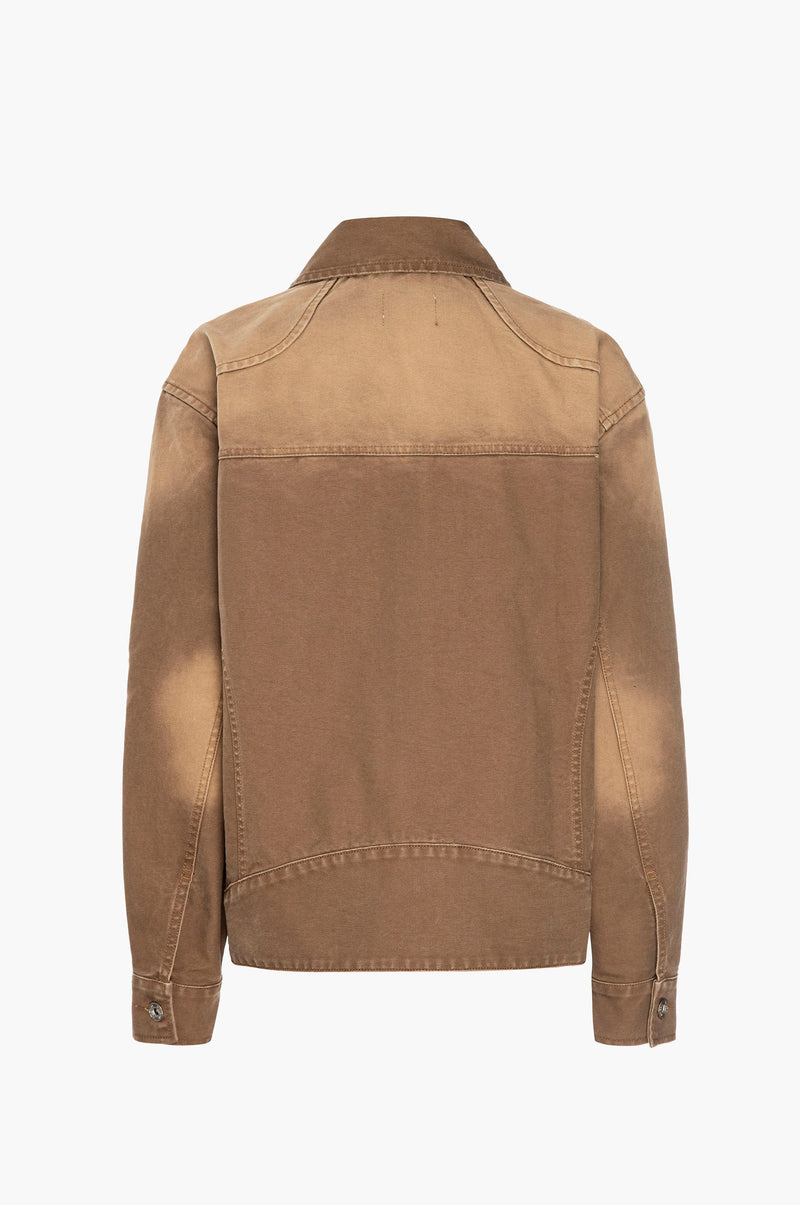 Light brown canvas jacket on a white background